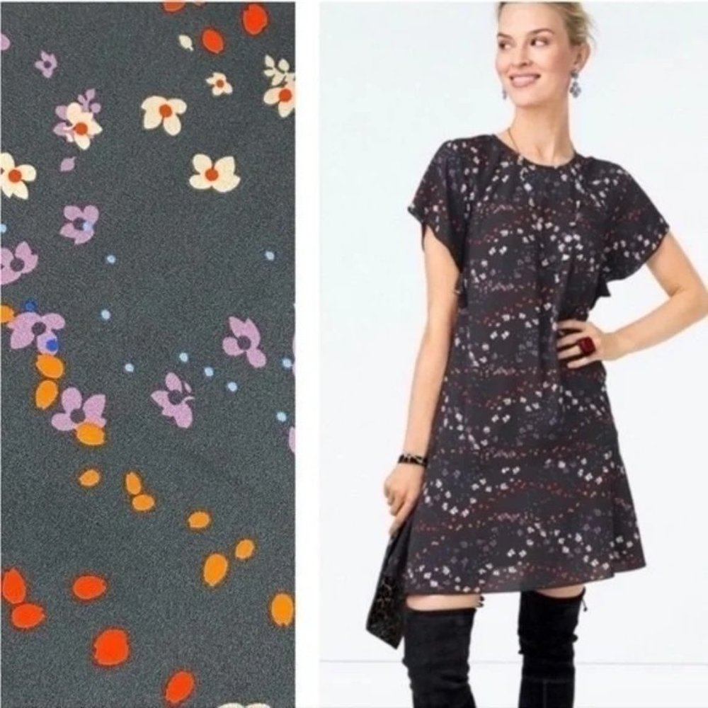 Cabi‎ M Semi Sheer Floral Dress Flutter Sleeves Ruffle MUSE 3828
